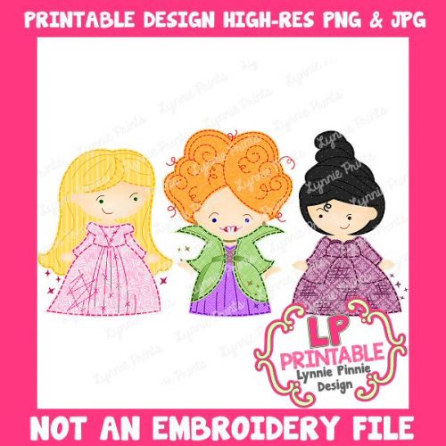 PRINTABLE Design Witch Sisters Trio 2 (NOT an embroidery file)