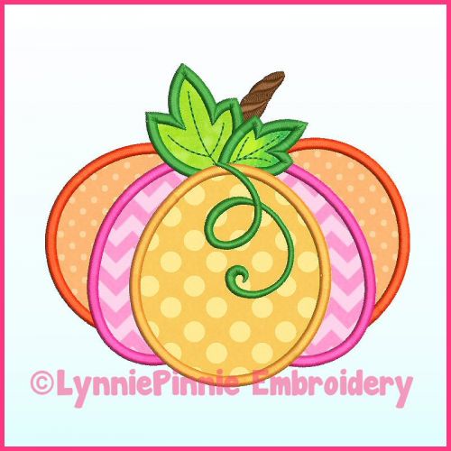 Multi Fabric Pumpkin Applique Machine Embroidery Design File 4x4 5x7 6x10