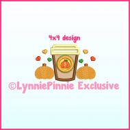 Pumpkin Spice Latte Applique Machine Embroidery Design File 4x4 5x7 6x10