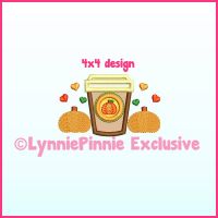 Pumpkin Spice Latte Applique Machine Embroidery Design File 4x4 5x7 6x10