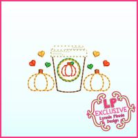 Stitchy Pumpkin Spice Latte Hand Stitch Look Vintage Style Machine Embroidery Design File 4x4 5x7 6x10