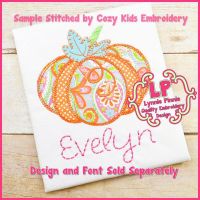 Crafty Stitch Pumpkin Applique Machine Embroidery Design File 4x4 5x7 6x10