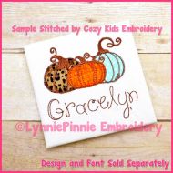 Scribble Pumpkins Trio Applique Machine Embroidery Design File 5 Sizes 4x4 5x7 6x10