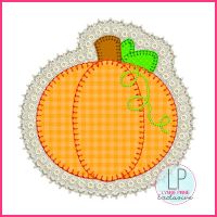 Faux Lace Pumpkin Bold Blanket Stitch Applique Machine Embroidery Design File 4x4 5x7 6x10