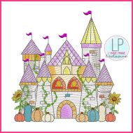 Fall Watercolor Castle Sketch Fill Machine Embroidery Design Optional Mylar 5 sizes 4x4 5x7 6x10 7x11
