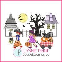 Neighborhood Halloween Parade Bean Stitch Applique Machine Embroidery Design 3 sizes 5x7 6x10 7x11