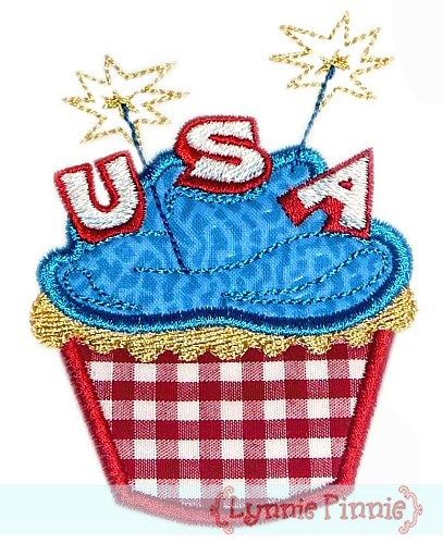 Applique Patriotic Cupcake 4x4 5x7