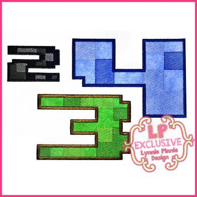 Pixel Block Multicolor Exclusive LP Applique Number Set - 3 sizes 4x4 5x7 6x10