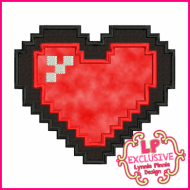 Pixel Heart 2 Applique 4x4 5x7 6x10