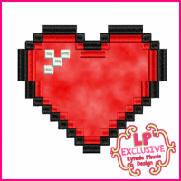 Pixel Heart Applique 4x4 5x7 6x10