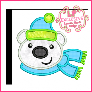 Cute Polar bear w/ Scarf Applique 4x4 5x7 6x10 7x11 SVG