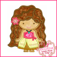 Pretty Polynesian Princess Cutie Applique Design 4x4 5x7 6x10