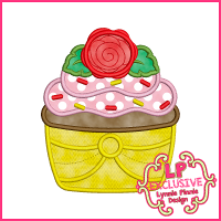 Princess Cupcake 1 Applique Design 4x4 5x7 6x10