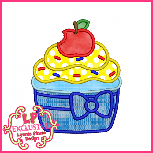 Princess Cupcake 3 Applique Design 4x4 5x7 6x10