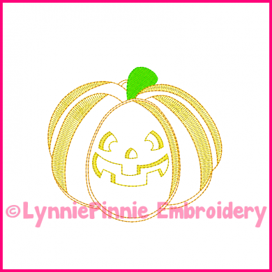 Jack-O-Lantern Pumpkin Colorwork Sketch Embroidery Design 4x4 5x7 6x10