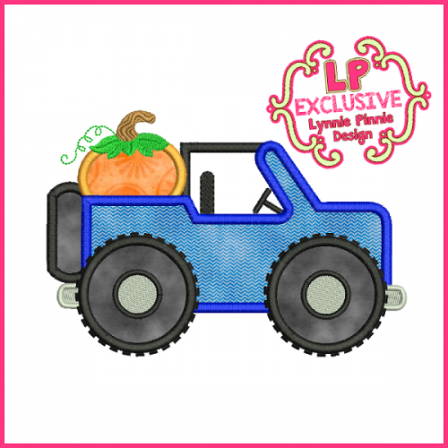 Fall Pumpkin Jeep Applique Embroidery Design 4x4 5x7 6x10 7x11