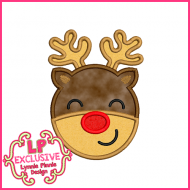 Red Nose Reindeer Applique Design 4x4 5x7 6x10