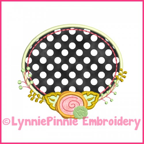 Oval Frame with Rose Applique Design 4x4 5x7 6x10 7x11