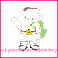 Santa Claus Colorwork Sketch Embroidery Design 4x4 5x7 6x10