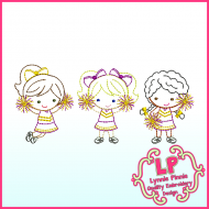 ColorWork Cheerleaders Trio Embroidery Design File 4x4 5x7 6x10