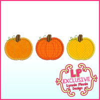 Pumpkin Trio + Single Applique Triple ZigZag Machine Embroidery Design File