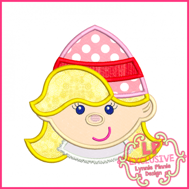 Smiling Elf Girl Applique 4x4 5x7 6x10 7x11 SVG