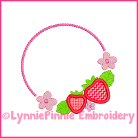 Sweet Strawberry Frame Applique Design 4x4 5x7 6x10 7x11