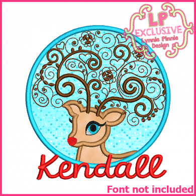 Swirly Reindeer Circle Applique 4x4 5x7 6x10 7x11 SVG