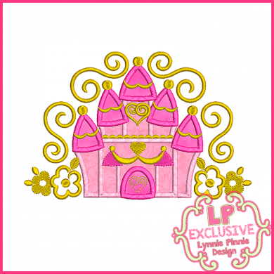 Swirly Castle Applique 4x4 5x7 6x10 7x11 SVG