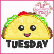 Taco Tuesday Applique Embroidery Design 4x4 5x7 6x10 7x11