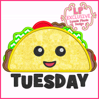 Taco Tuesday Applique Embroidery Design 4x4 5x7 6x10 7x11