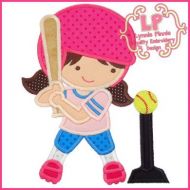 T-Ball Girl Applique 4x4 5x7 6x10 SVG