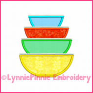 Vintage Kitchen Bowls 5 Applique Design 4x4 5x7 6x10