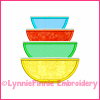 Vintage Kitchen Bowls 5 Applique Design 4x4 5x7 6x10