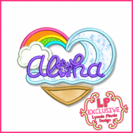 Aloha Heart Applique 4x4 5x7 6x10 7x11 SVG