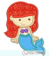 Cutie Princess as Little Mermaid Applique 4x4 5x7 6x10