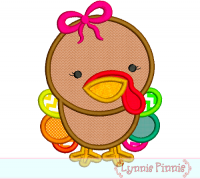 Baby Turkey Girl Applique 4x4 5x7 6x10