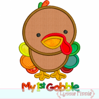 My First Gobble Baby Turkey Applique 4x4 5x7 6x10