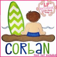 Beach Surf Boy Applique 4x4 5x7 6x10 SVG