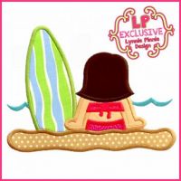 Beach Surf Girl 2 Applique 4x4 5x7 6x10 SVG