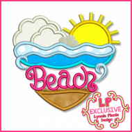 Beach Heart Applique 4x4 5x7 6x10 7x11 SVG