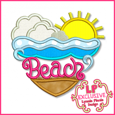 Beach Heart Applique 4x4 5x7 6x10 7x11 SVG