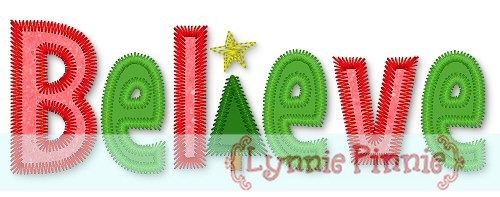 Believe Zig Zag Christmas Tree Applique 5x7