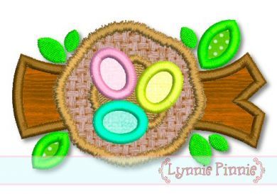 Birds Nest With Eggs Applique 4x4 5x7 6x10 SVG