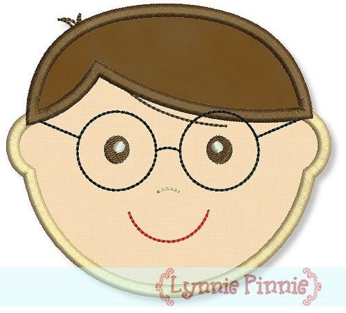 Little Faces - Boy 1 with Glasses Applique 4x4 5x7 6x10