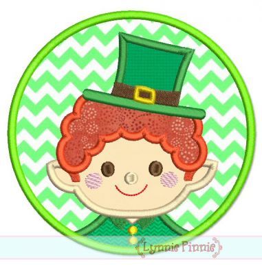 Leprechaun Boy Circle Patch Applique 4x4 5x7 6x10 7x11 SVG