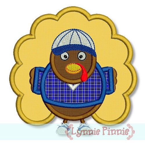 Boy Turkey Applique 4x4 5x7 6x10