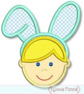 Bunny Ears Boy Applique 4x4 5x7 6x10