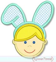 Bunny Ears Boy Applique 4x4 5x7 6x10