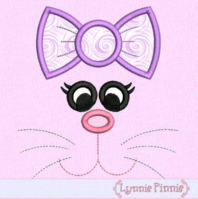 Bunny Face Girl Applique 4x4 5x7 6x10